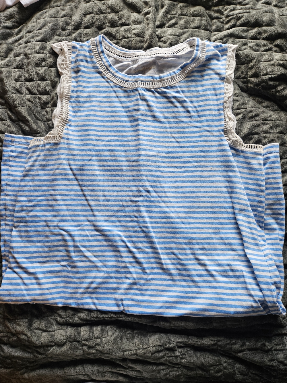 Lilly Pulitzer Blue and White Striped Midi Dress with Lace Trim